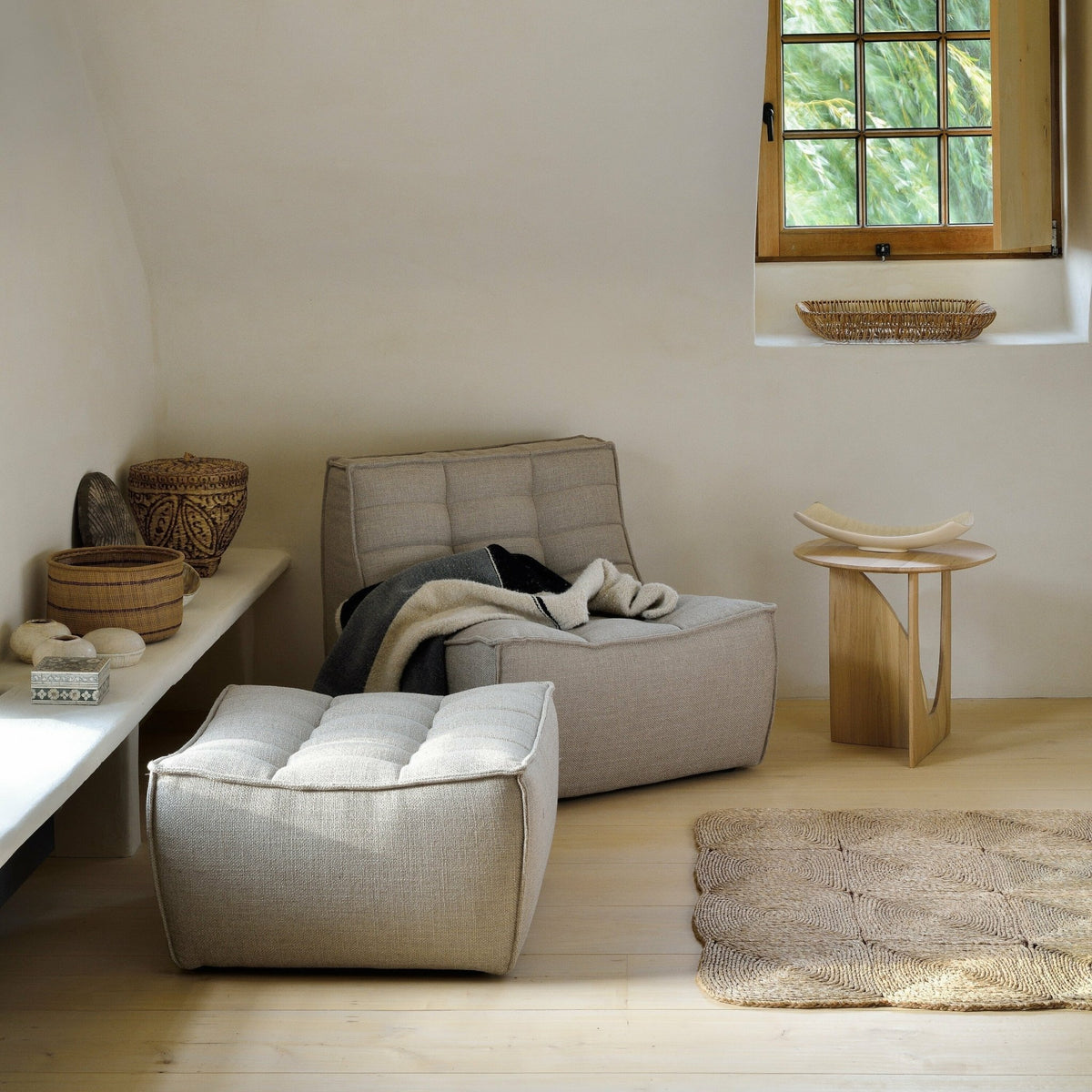 Plaid en coton beige et gris - Ethnicraft Accessories - The Cool Republic