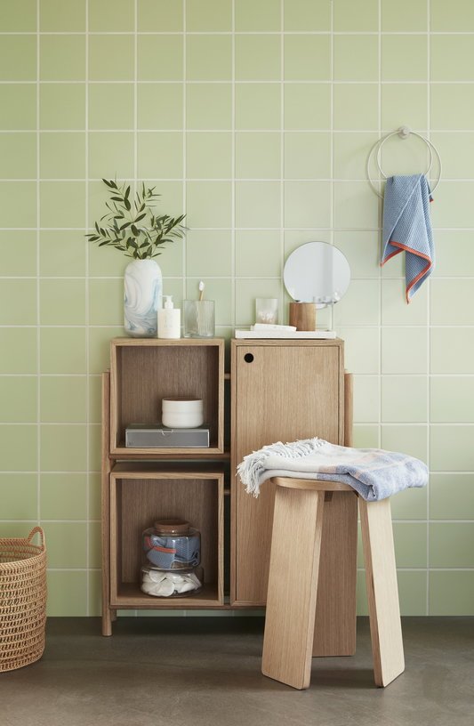 Plaid en coton bleu et rose Shell - Hübsch - The Cool Republic
