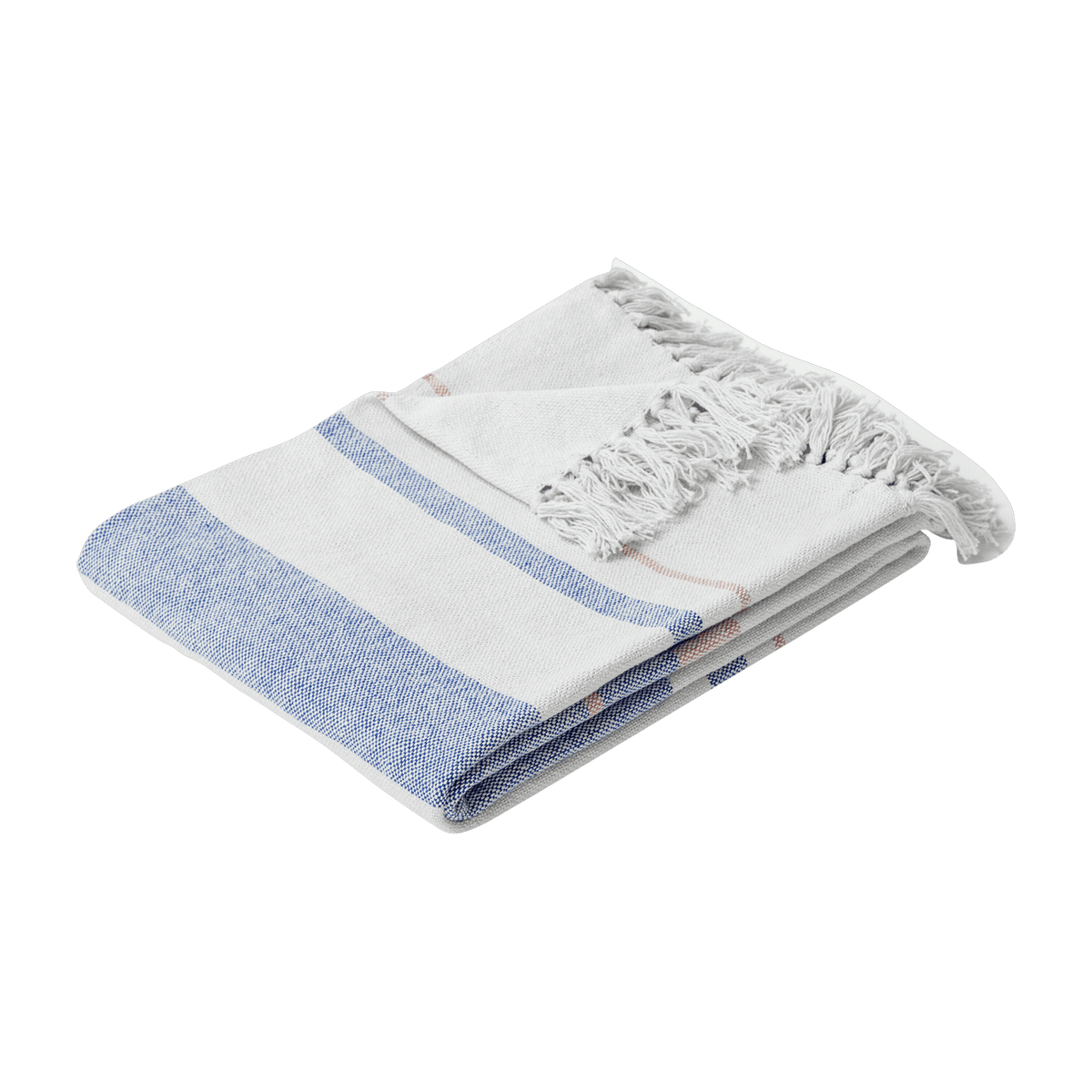 Plaid en coton bleu et rose Shell - Hübsch - The Cool Republic