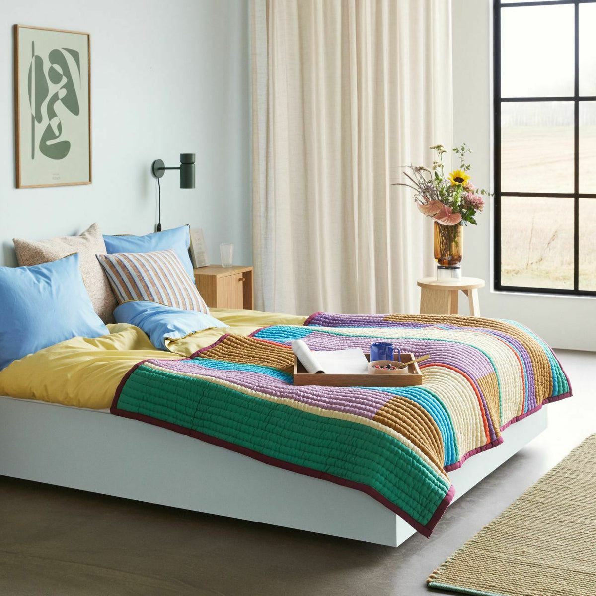 Plaid en coton multicolore 140 x 200 - Hübsch - The Cool Republic