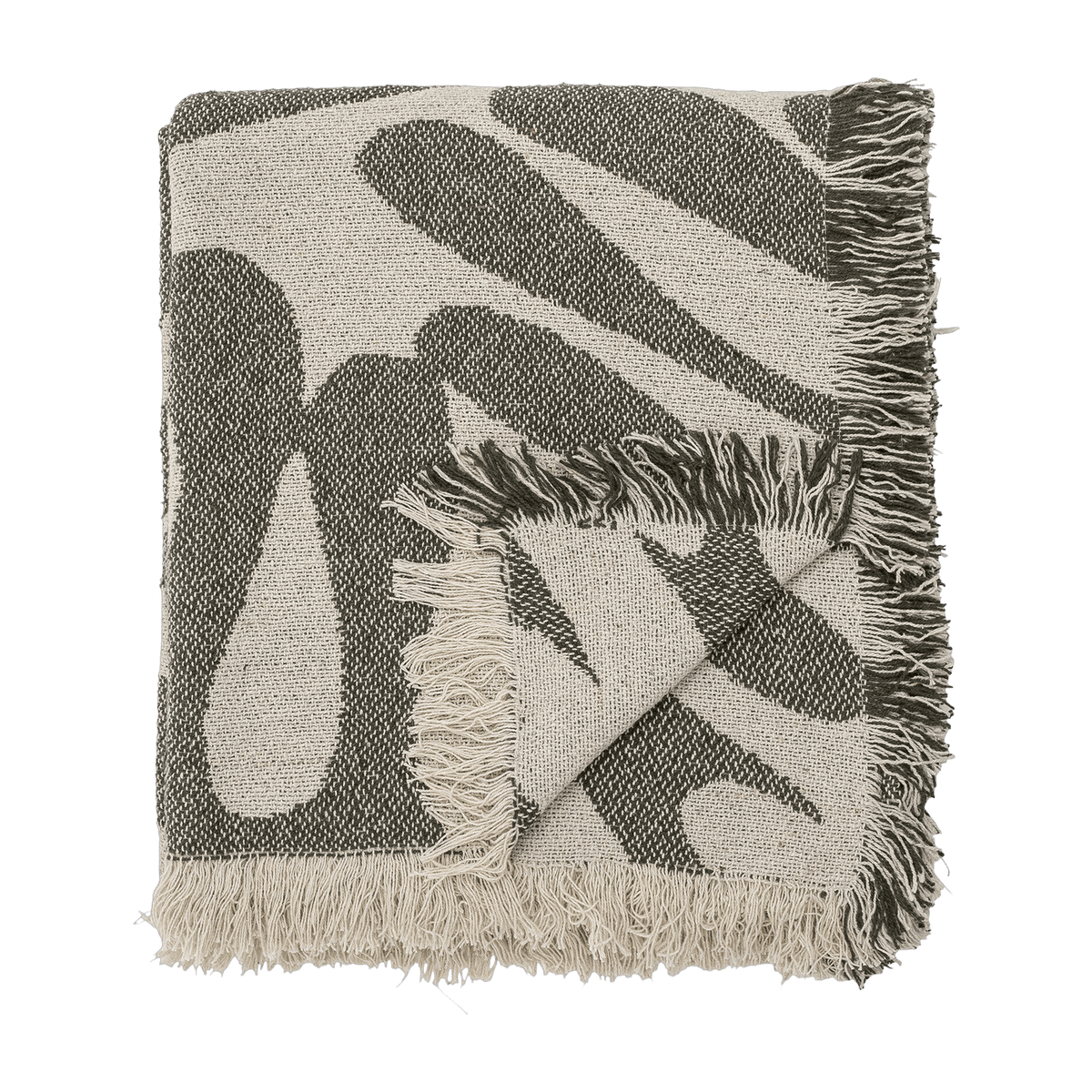 Plaid en coton recyclé vert 160 x 130 cm Alk - Bloomingville - The Cool Republic