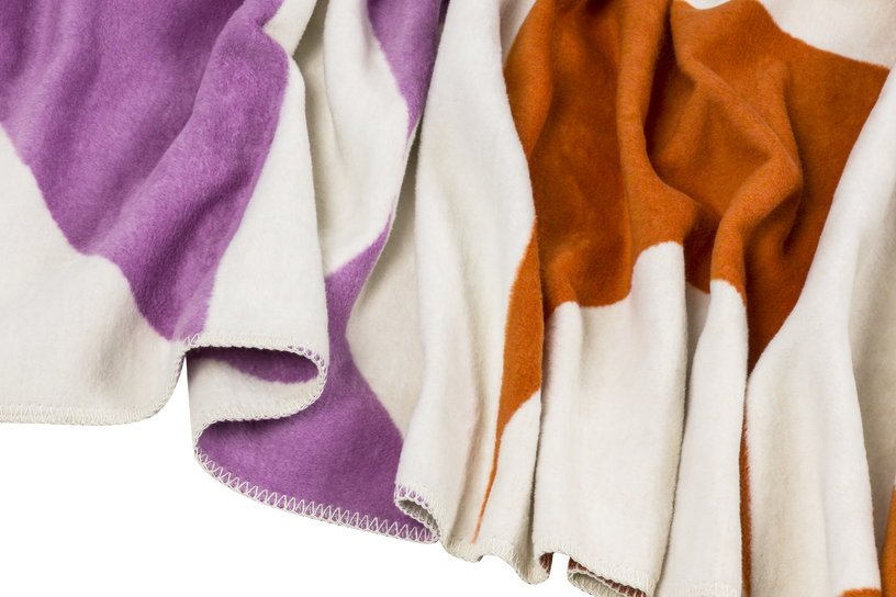 Plaid en coton terracotta et lilas 150 x 200 cm Tul - noo.ma - The Cool Republic