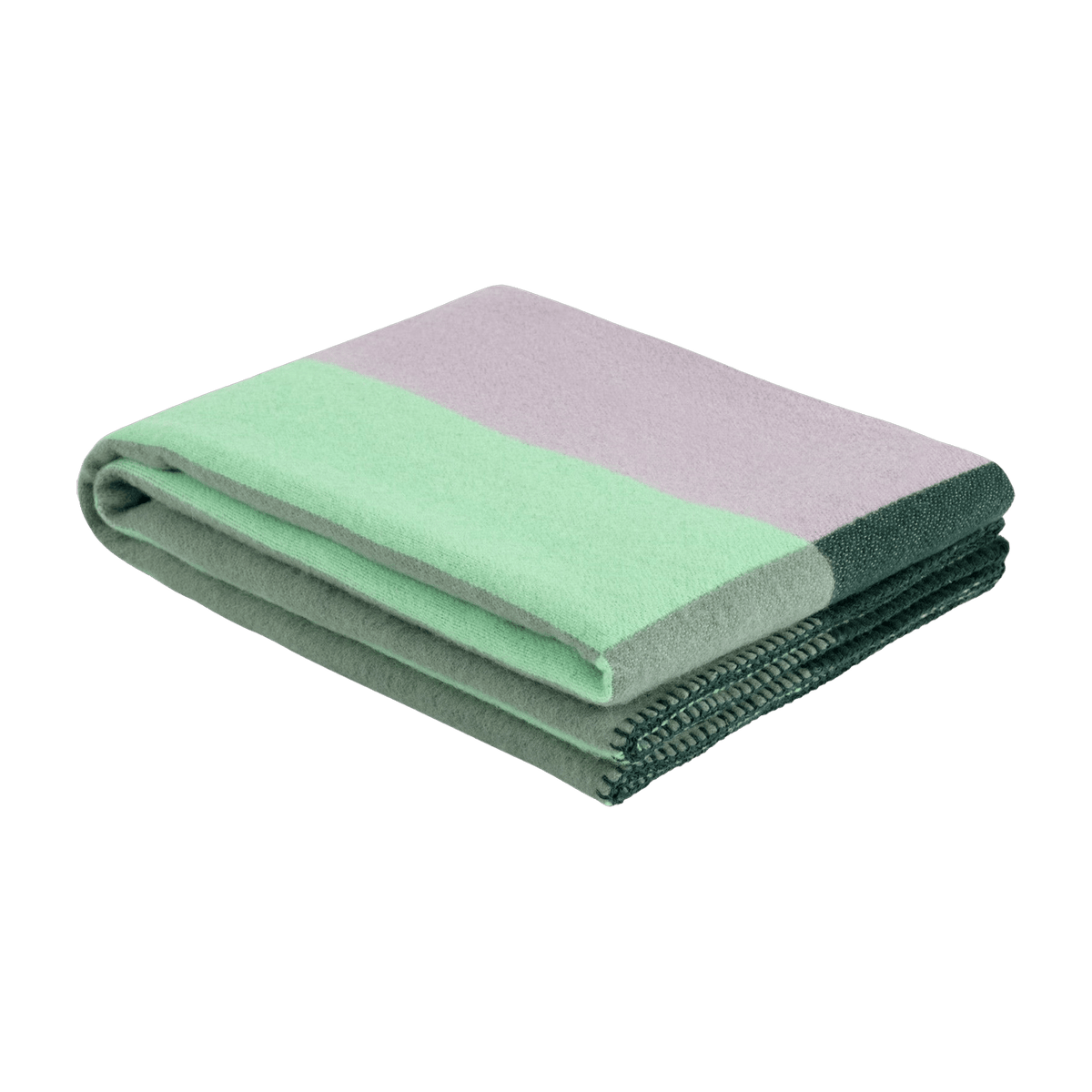 Plaid en laine vert et rose 180 x 130 cm Block Monster - Hem - The Cool Republic