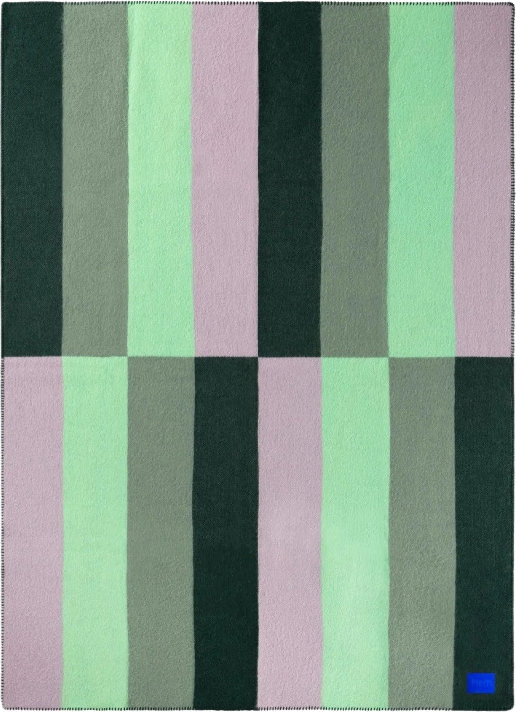 Plaid en laine vert et rose 180 x 130 cm Block Monster - Hem - The Cool Republic