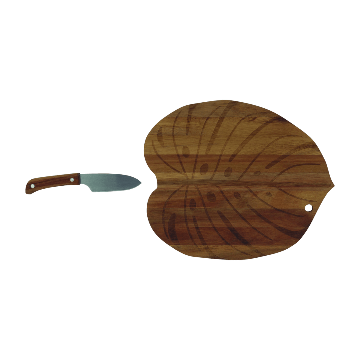 Leaf shaped serving board with Monstera knife - DOIY - The Cool Republic