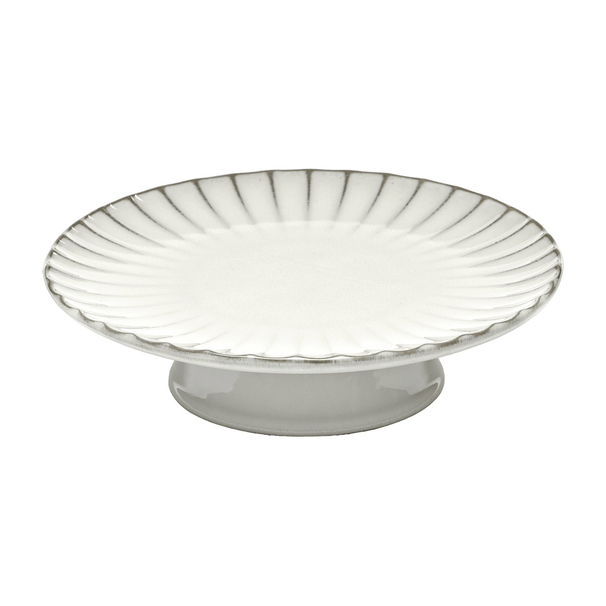 Plat à gâteau en grès blanc 24 x 7 cm Inku - Serax - The Cool Republic