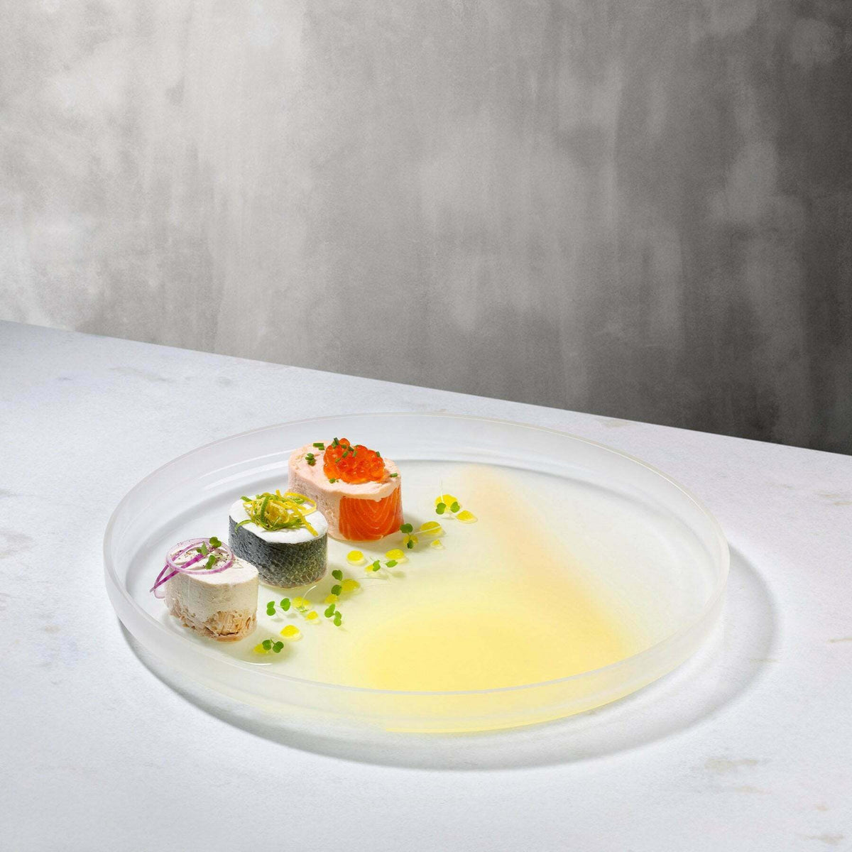 Plat de service 35 cm Rose & Gris Pigmento - Nude Glass - The Cool Republic