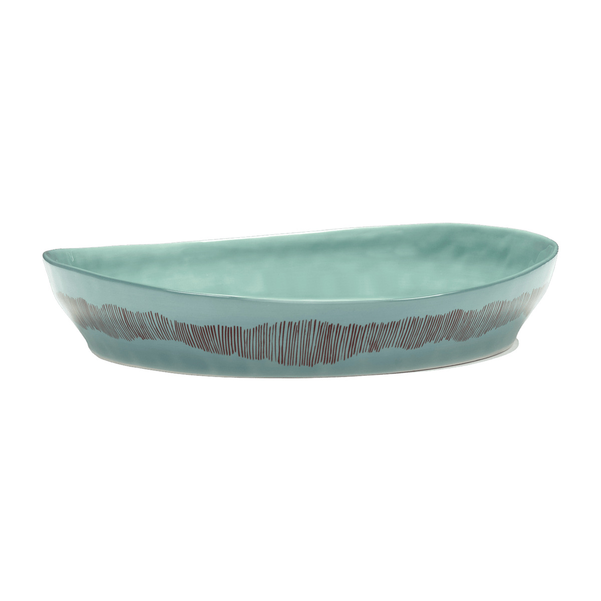 Plat de service bleu avec motif rouge - Serax - The Cool Republic