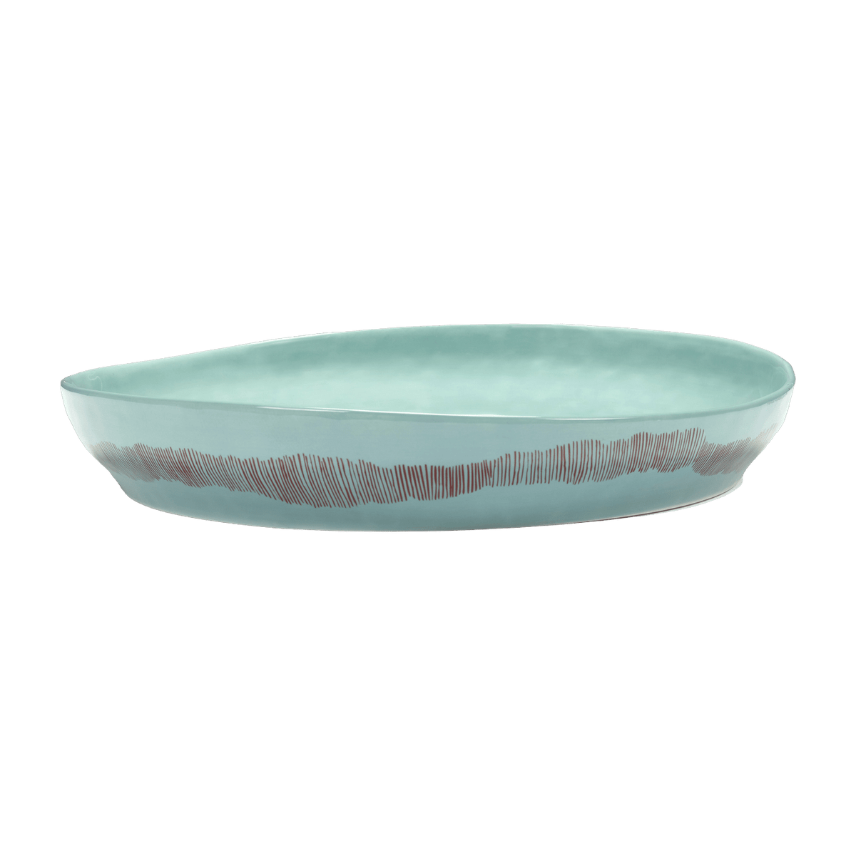 Plat de service bleu azure avec motif rouge - Serax - The Cool Republic