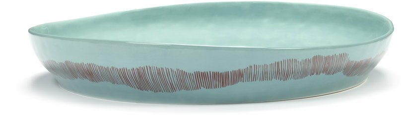 Plat de service bleu azure avec motif rouge - Serax - The Cool Republic