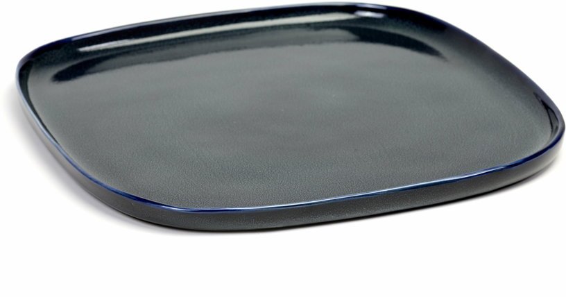 Plat de service carré en grès bleu marine 25 cm - Serax - The Cool Republic