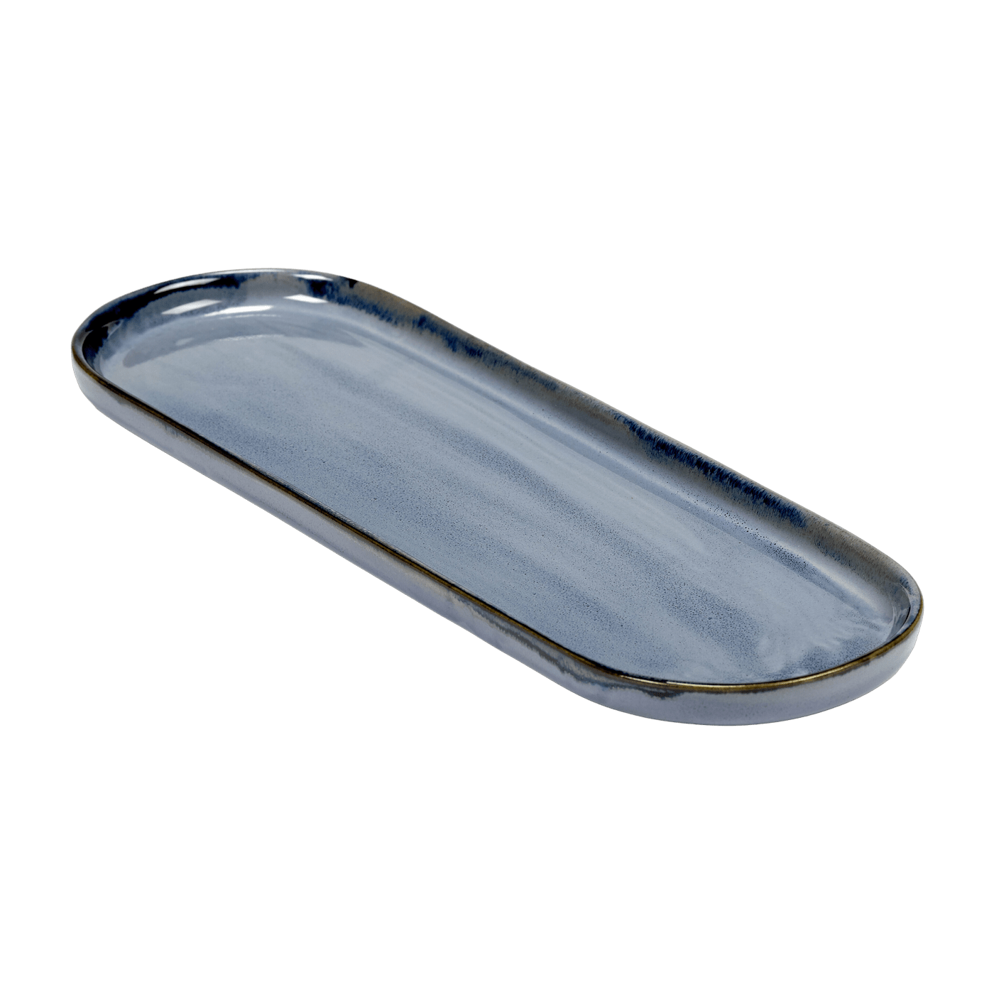 Plat de service ovale en grès bleu 28 x 9 cm - Serax - The Cool Republic