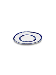 Plat de service ronde en grès blanc et bleu 28,5x27x1,4cm Line-up - Serax - The Cool Republic