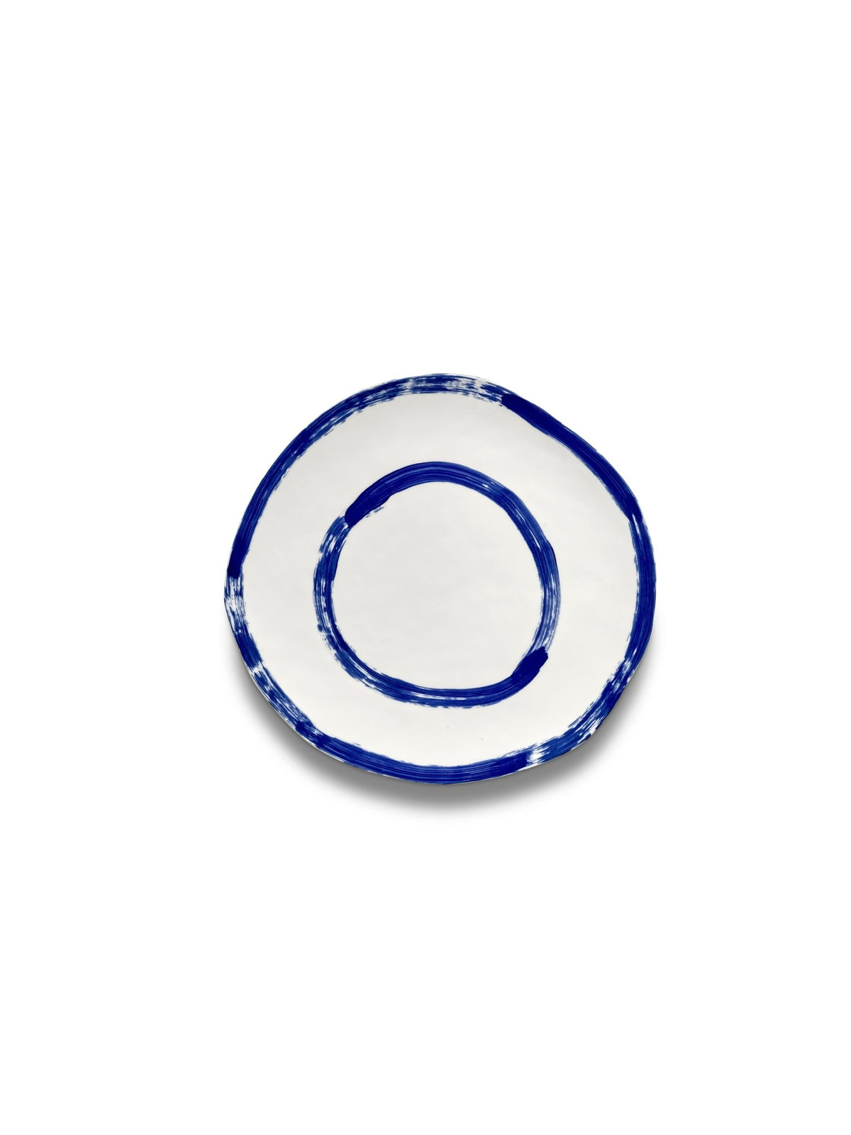 Plat de service ronde en grès blanc et bleu 28,5x27x1,4cm Line-up - Serax - The Cool Republic