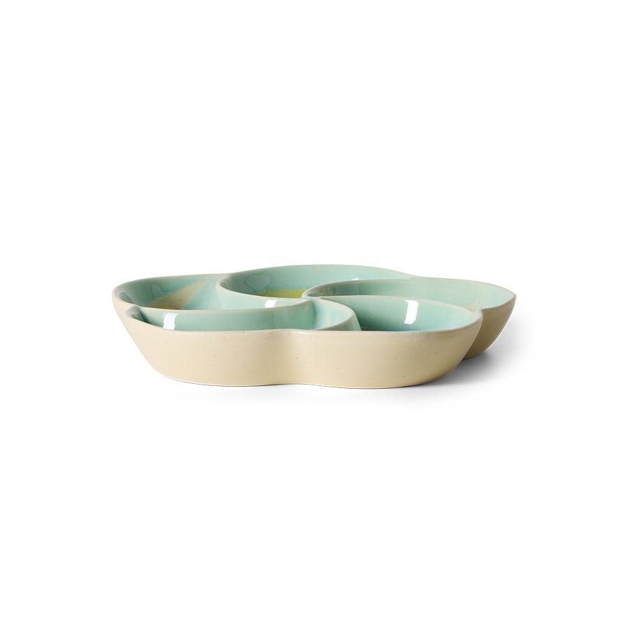 Plateau apéritif en grès bleu jaune 20cm Vaisselle 70s - HKLiving - The Cool Republic