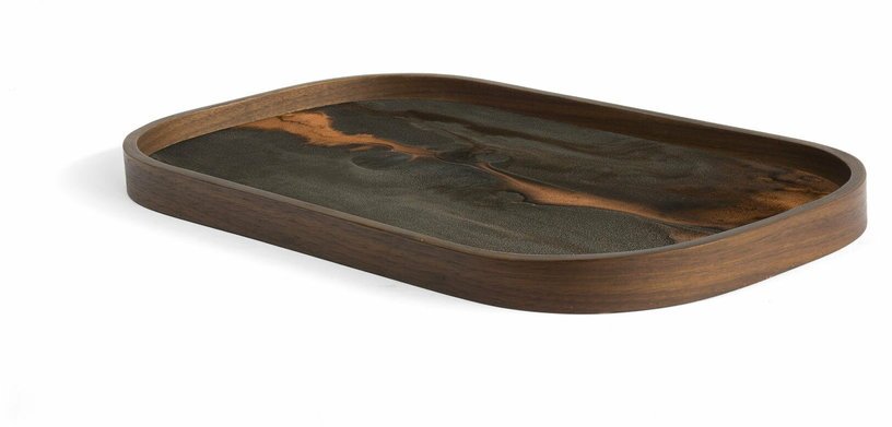 Plateau de service ovale en verre Bronze Organic 24x42 cm - Ethnicraft Accessories - The Cool Republic