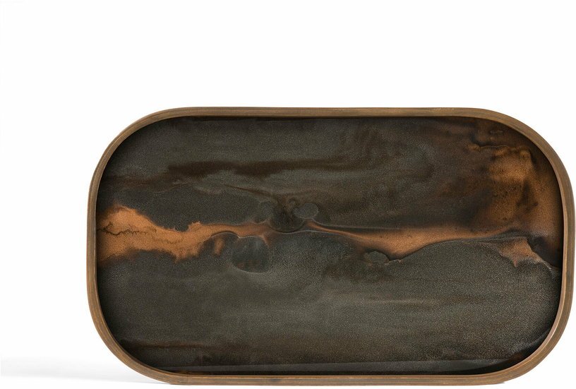 Plateau de service ovale en verre Bronze Organic 24x42 cm - Ethnicraft Accessories - The Cool Republic