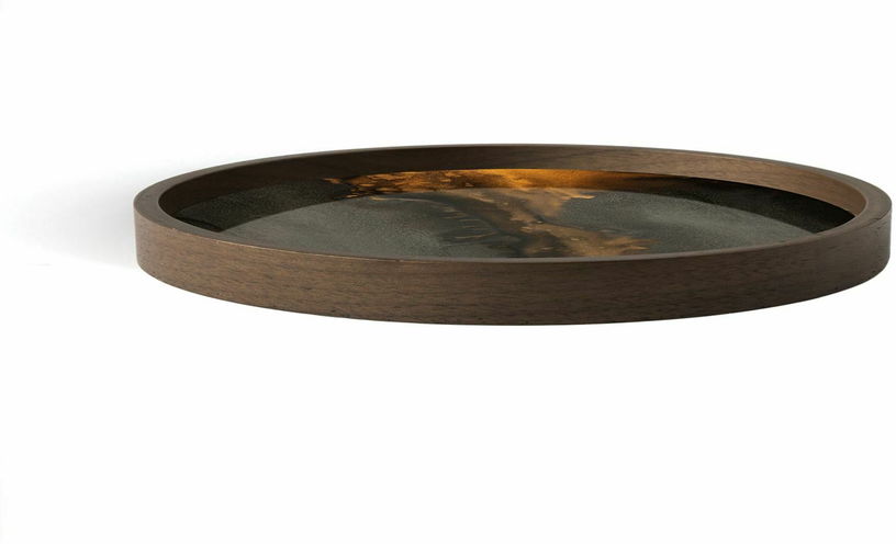 Plateau de service rond en verre 30 cm Bronze Organic - Ethnicraft Accessories - The Cool Republic