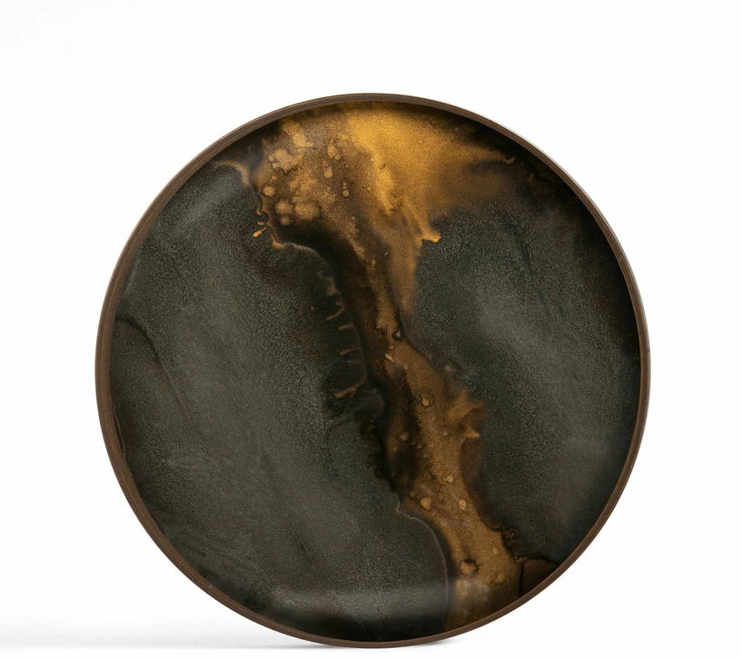Plateau de service rond en verre 30 cm Bronze Organic - Ethnicraft Accessories - The Cool Republic