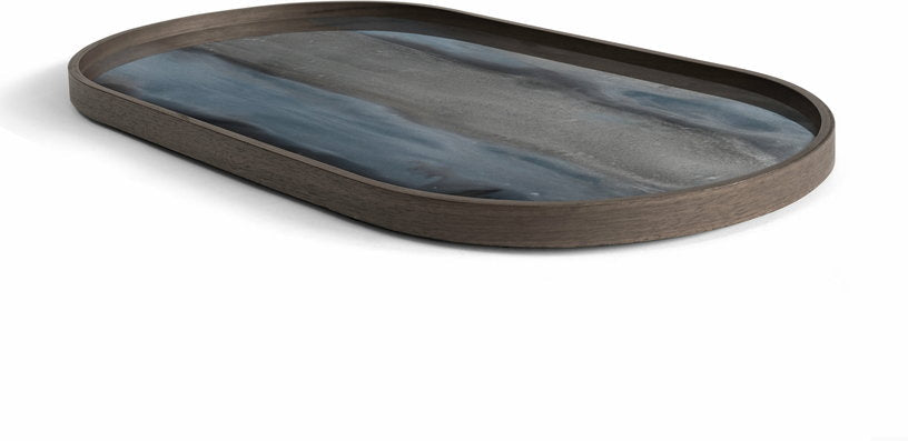 Plateau ovale en verre organique graphite M Linear Flow - Ethnicraft Accessories - The Cool Republic