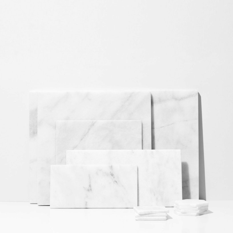 Plateau rectangulaire 15x30 cm marbre blanc - Stoned - The Cool Republic
