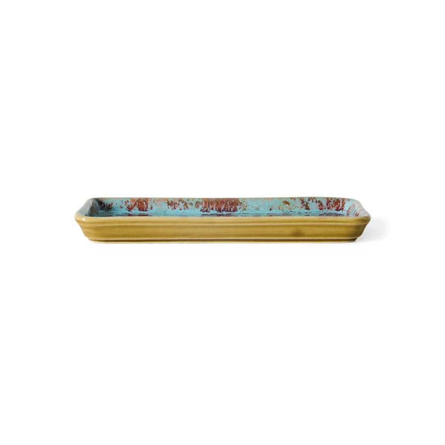 Plateau rectangulaire en grès bleu 7,7x18x2cm Vaisselle 70s - HKLiving - The Cool Republic