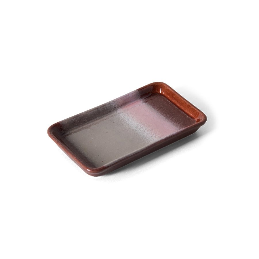 Plateau rectangulaire en grès rose 7,7x13,6x2cm Vaisselle 70s - HKLiving - The Cool Republic