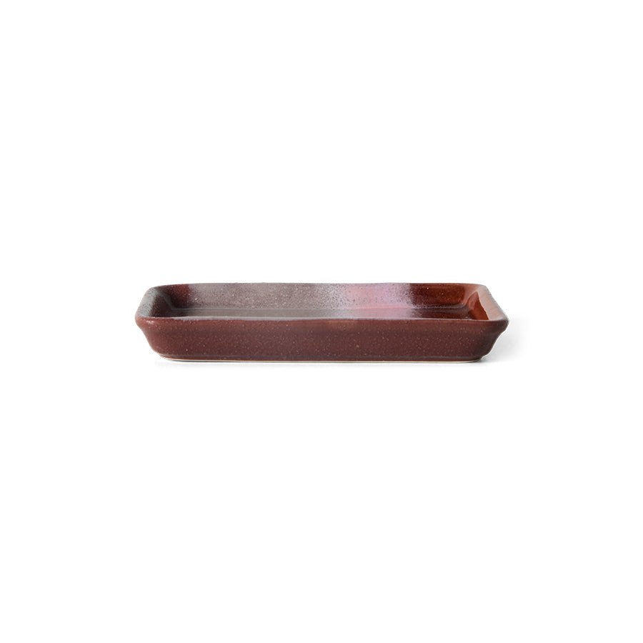 Plateau rectangulaire en grès rose 7,7x13,6x2cm Vaisselle 70s - HKLiving - The Cool Republic