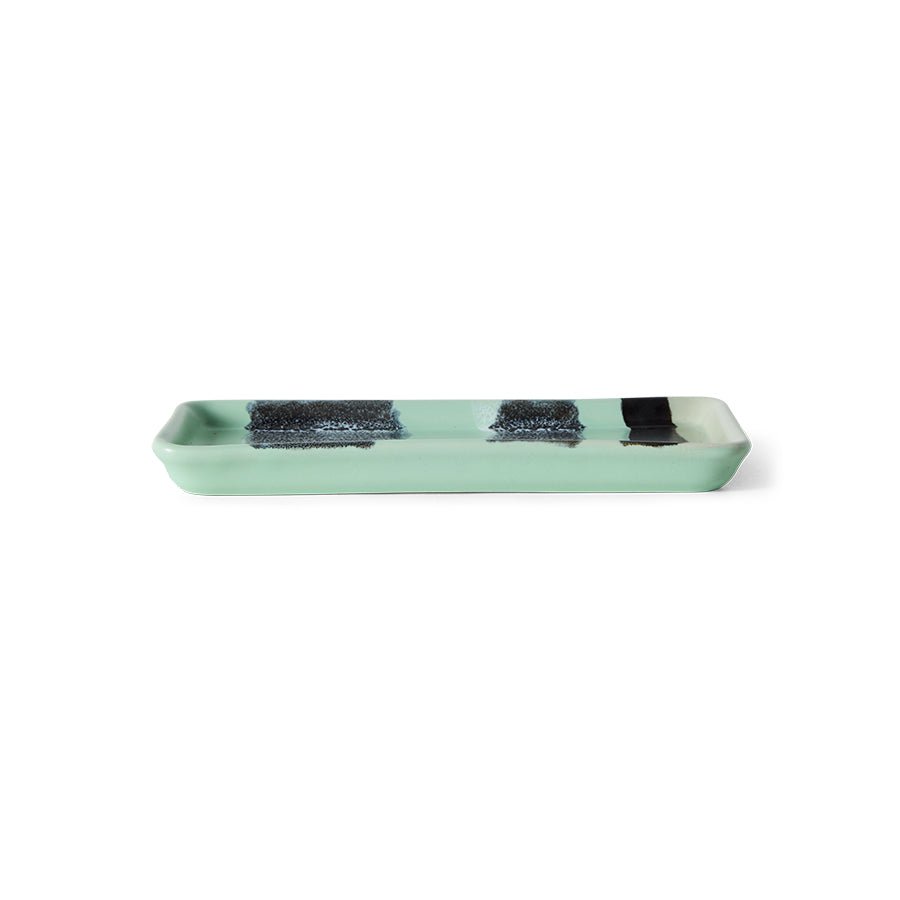 Plateau rectangulaire en grès vert 7,7x18x2cm Vaisselle 70s - HKLiving - The Cool Republic