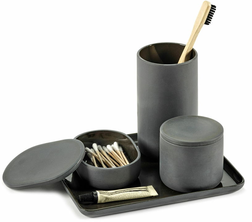 Plateau rectangulaire en porcelaine gris foncé Cose - Serax - The Cool Republic
