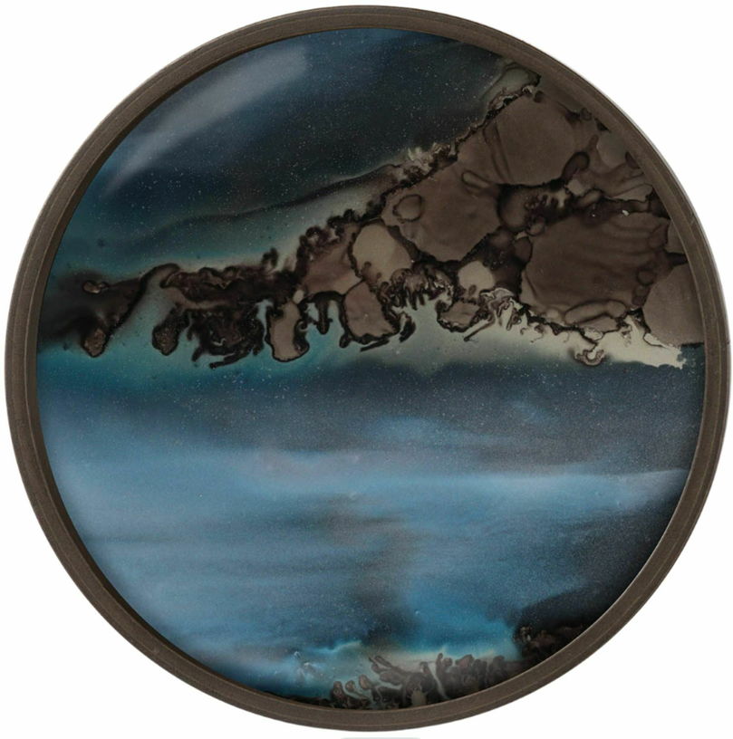 Plateau rond en verre bleu 30 cm Organic - Ethnicraft Accessories - The Cool Republic