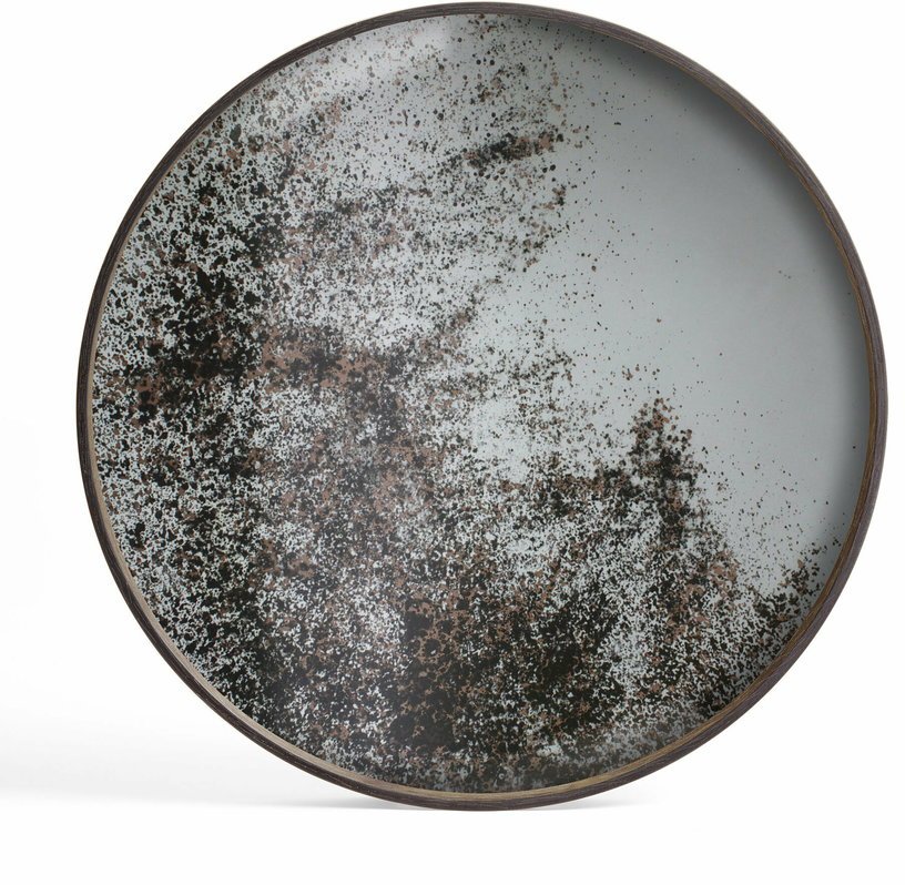 Plateau rond miroir vieilli et bord en bois 61 cm Clear - Ethnicraft Accessories - The Cool Republic