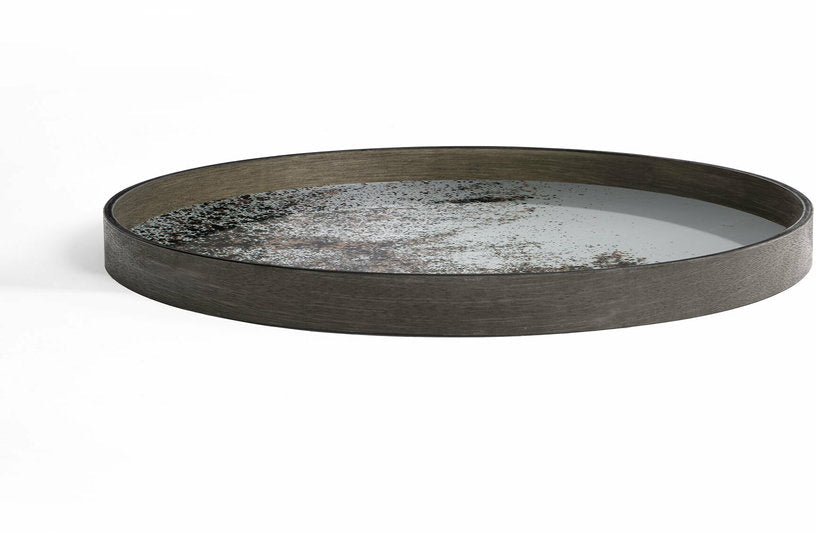 Plateau rond miroir vieilli et bord en bois 61 cm Clear - Ethnicraft Accessories - The Cool Republic