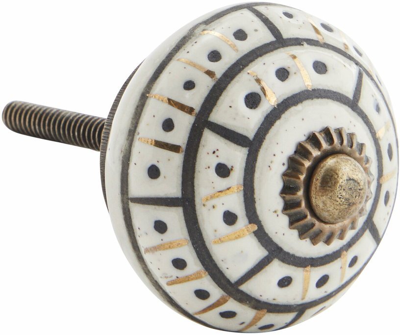 Poignée de porte en grès peint à la main noire - or - laiton - blanche - Madam Stoltz - The Cool Republic