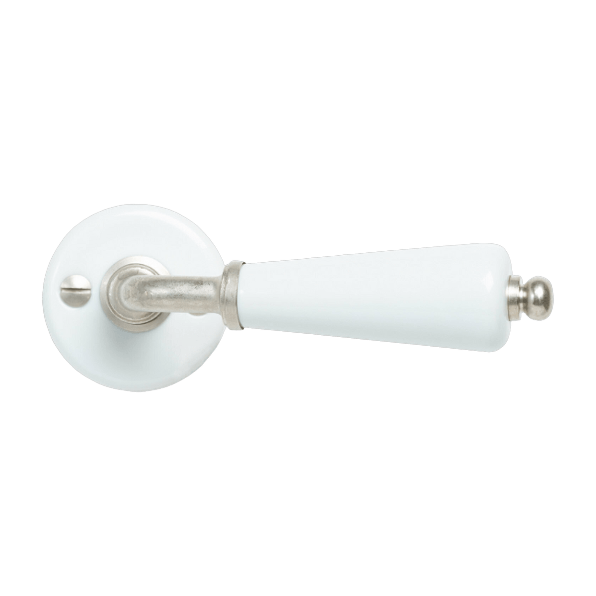 Poignée de porte simple en porcelaine blanche sur rosace Canon - Merigous - The Cool Republic