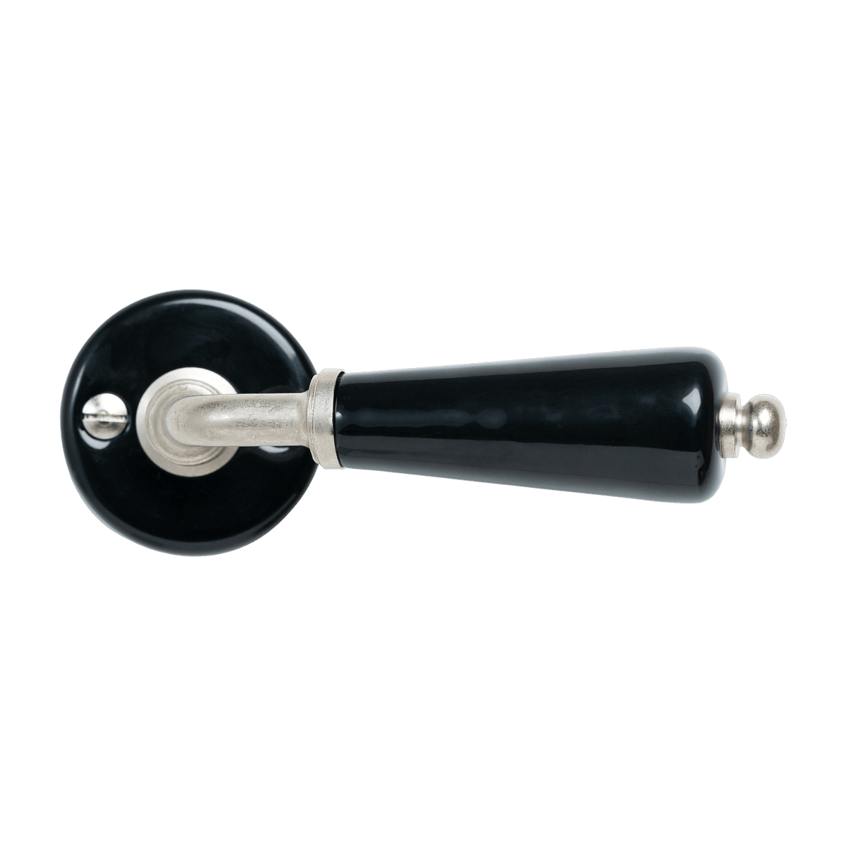 Poignée de porte simple en porcelaine noire sur rosace Canon - Merigous - The Cool Republic