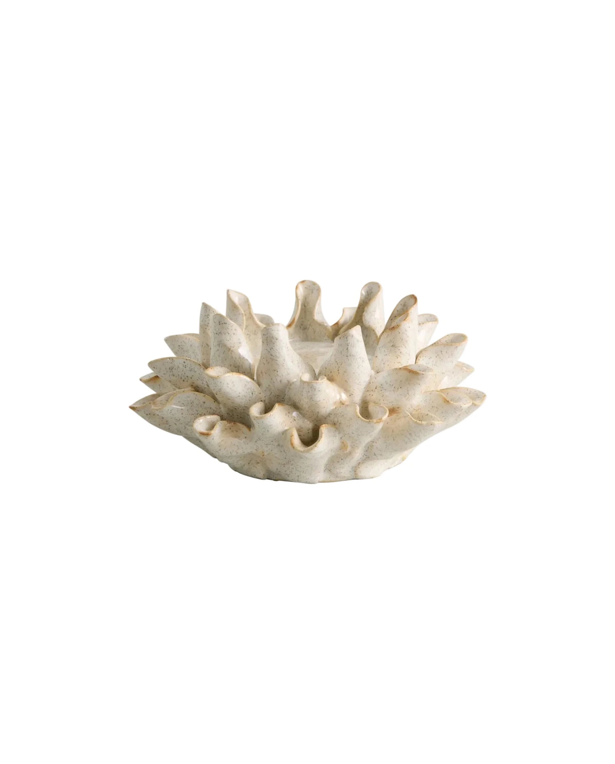 Porte-bougie en grès beige 16x7,5cm Natuna - Nordal - The Cool Republic