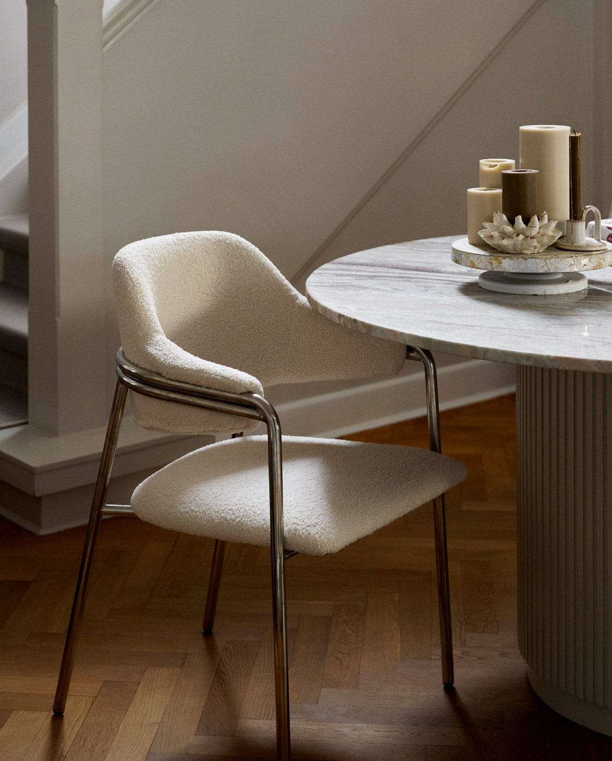Porte-bougie en grès beige 16x7,5cm Natuna - Nordal - The Cool Republic
