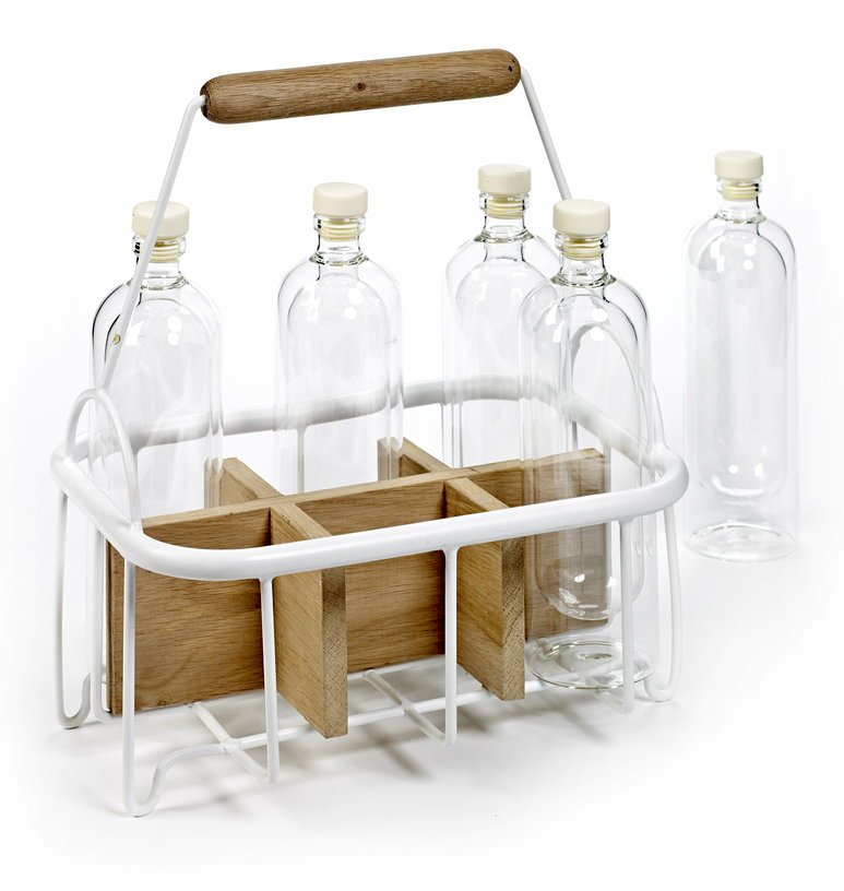 Porte - bouteille en fer blanc et en chêne naturel - Serax - The Cool Republic