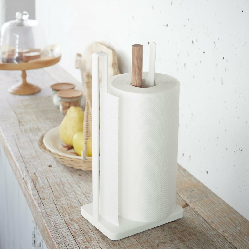 Porte essuie - tout en acier et bois blanc Tosca - Yamazaki - The Cool Republic