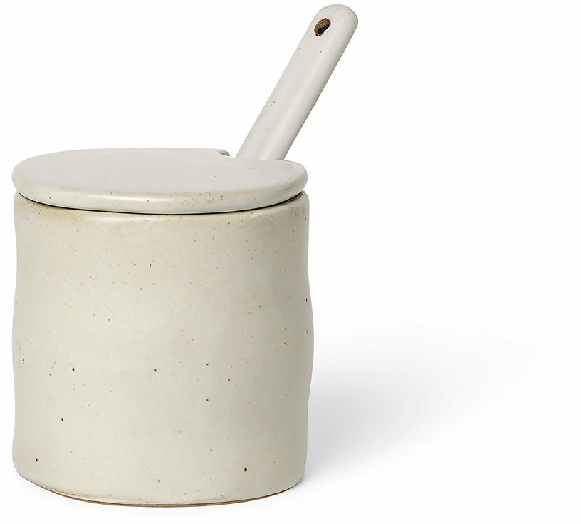 Pot à confiture avec cuillère en porcelaine blanc cassé Flow - Ferm Living - The Cool Republic