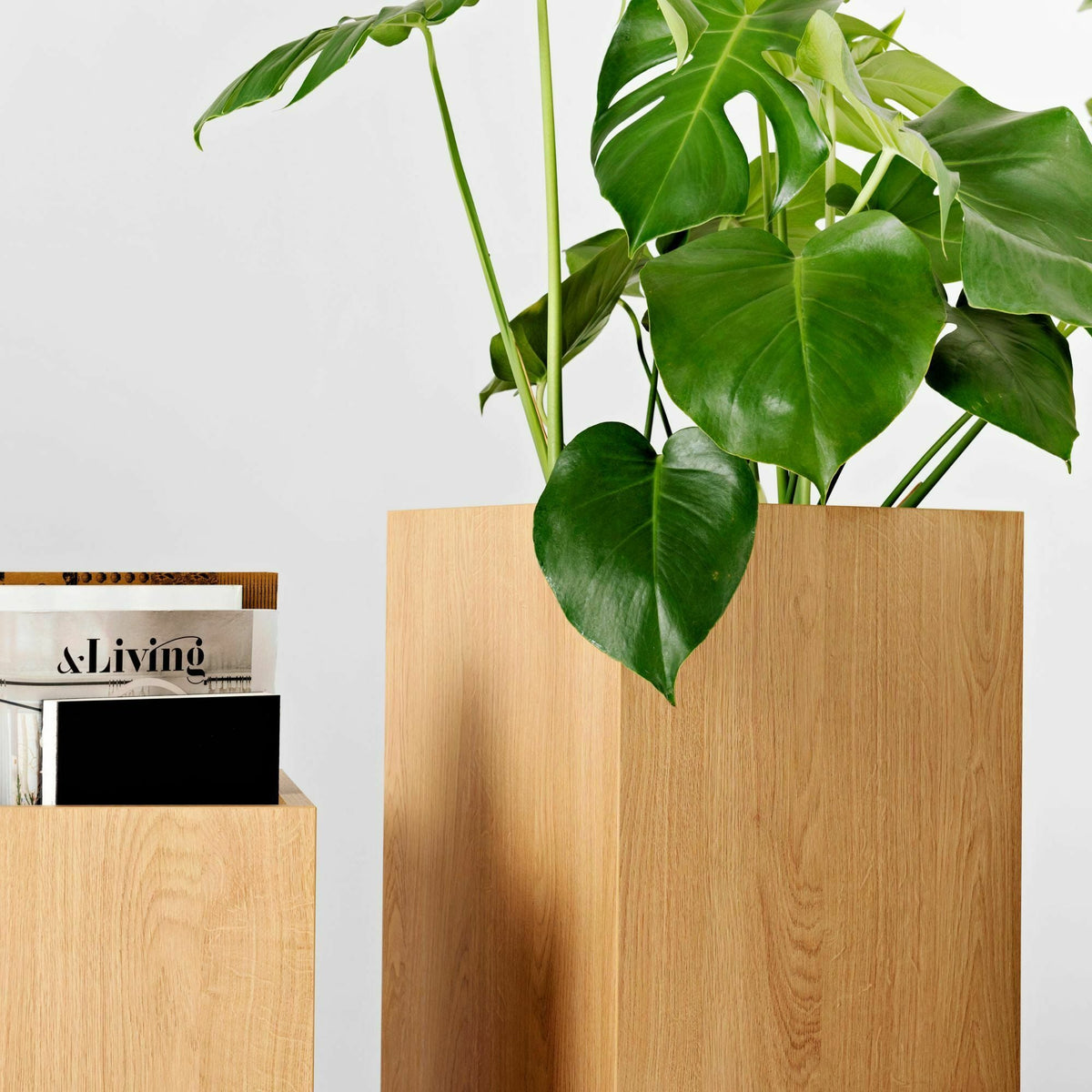 Pot de fleurs carré en bois clair 35 x 35 x 100 cm Palmus - Custom Form - The Cool Republic