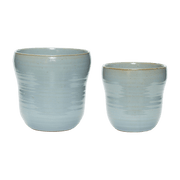 Pot en céramique bleu (lot de 2) Care - Hübsch - The Cool Republic