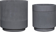 Pot en plâtre gris (lot de 2) Ripple - Hübsch - The Cool Republic