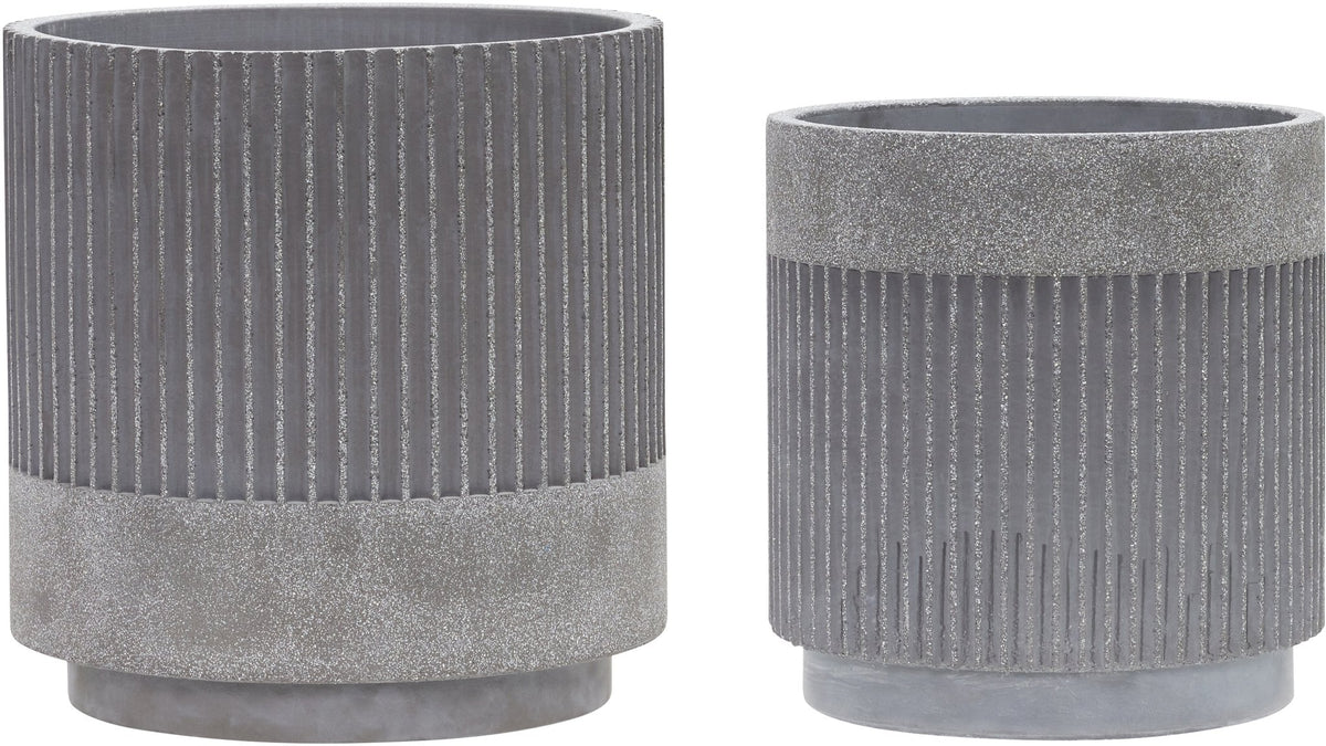 Ripple Pots Grey (Set Of 2) - Hübsch - The Cool Republic
