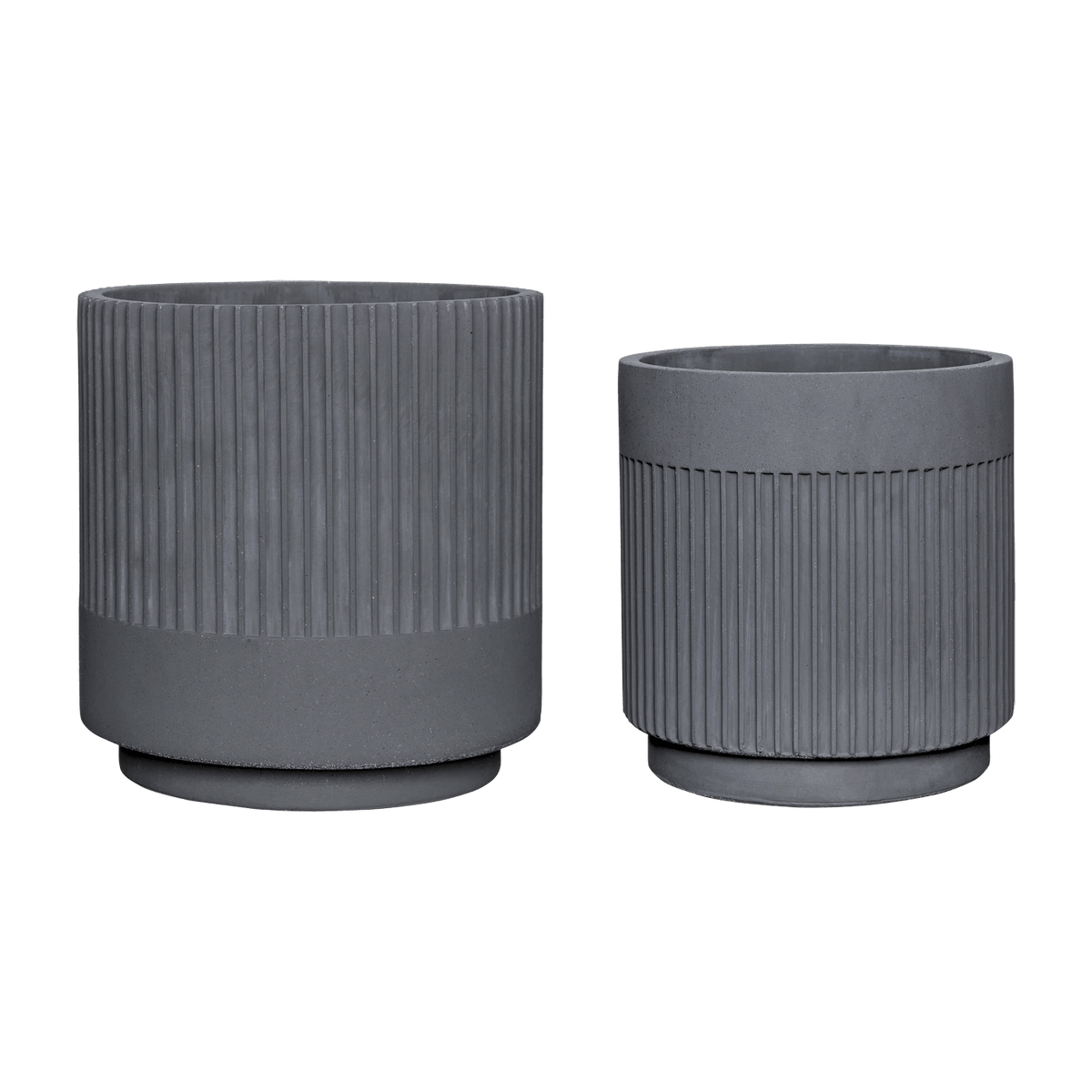 Pot en plâtre gris (lot de 2) Ripple - Hübsch - The Cool Republic