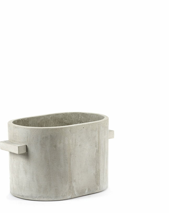 Pot ovale en béton gris clair 34cm - Serax - The Cool Republic