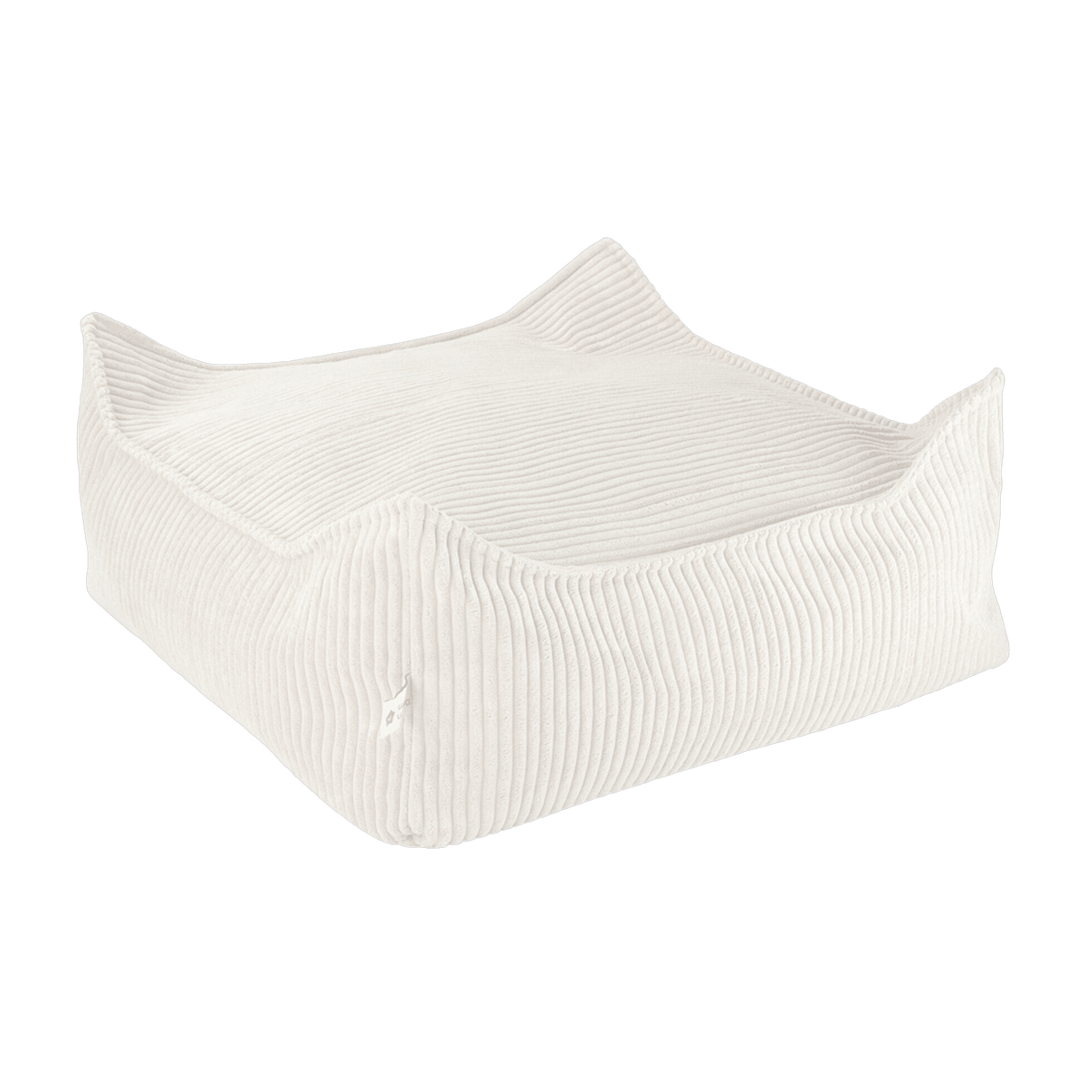 Pouf carré en velours côtelé côtelé blanc marshmallow 60 x 60 cm - Wigiwama - The Cool Republic