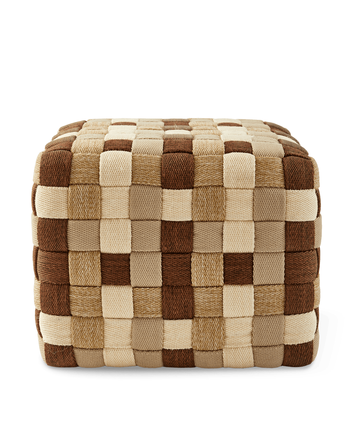 Pouf d'extérieur carré en tissu tressé beige 40 x 40 x 32 cm Braided - Pols Potten - The Cool Republic