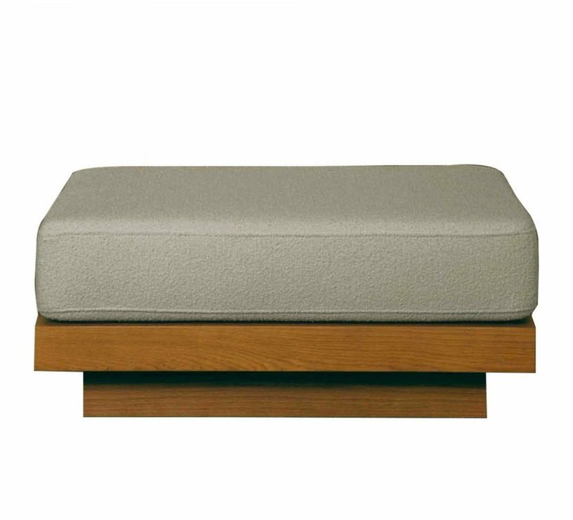 Pouf d'extérieur en Iroko et bouclette Naturel Georges - Gabrielle Paris - The Cool Republic